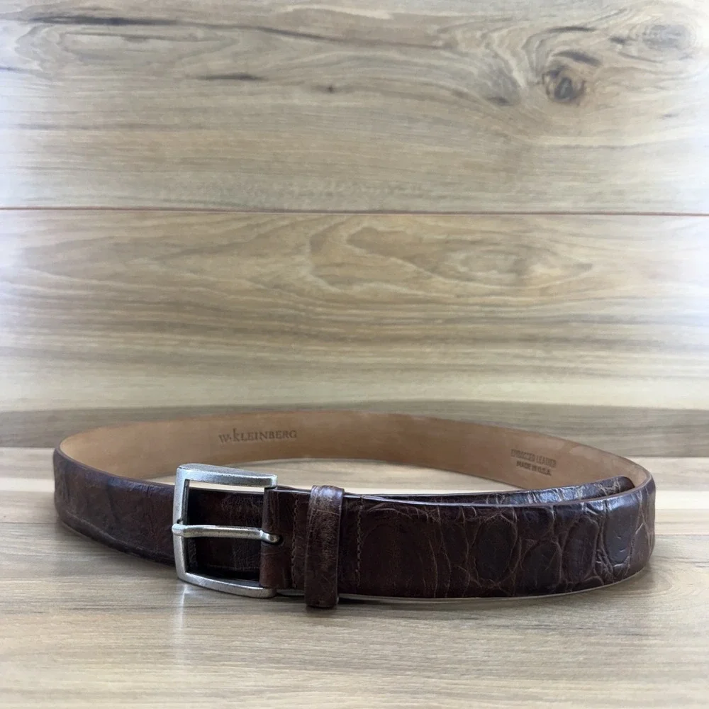 Wkleinberg Mens Belt Size 38 Brown Embossed Leather‎ USA Made
